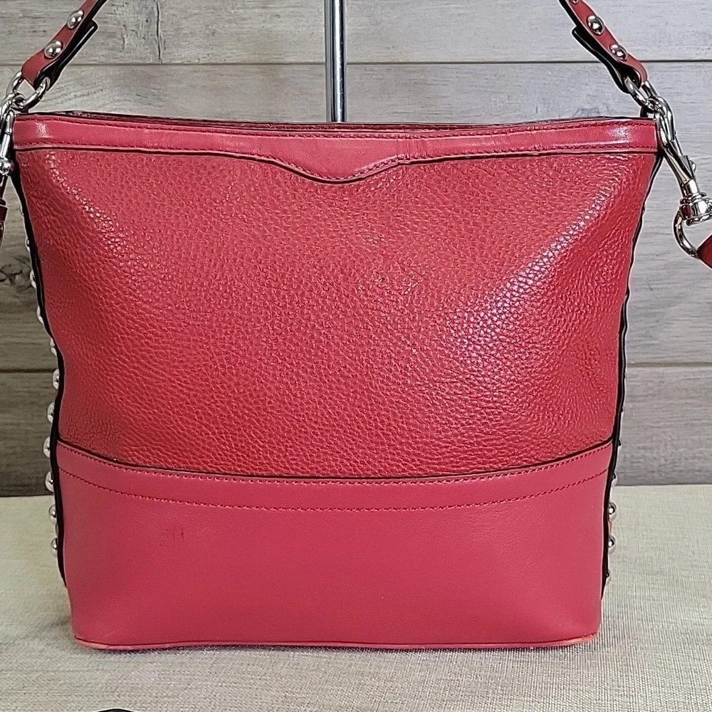 Rebecca Minkoff Blythe Red Studded Leather Shoulder Bag Purse Handbag